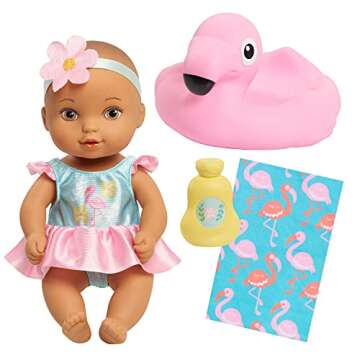 WaterBabies Doll Bathtime Fun Flamingo, Support a Partnership with charity: water, Water Filled Baby Doll, Kids Toys for Ages 3 Up by Just Play