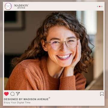 Madison Avenue Blue Light Blocking Glasses Anti Eyestrain UV Glare Blue Light Glasses for Women with...