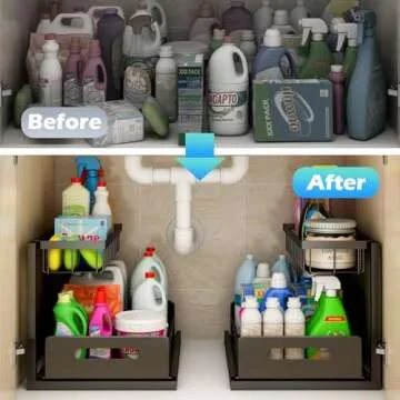 KOSIWU Under Sink Organizer - Space-Saving Pull Out Shelf