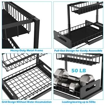 KOSIWU Under Sink Organizer - Space-Saving Pull Out Shelf