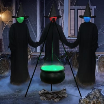 Large Witches Cauldron with Lights for Spooky Halloween Decor