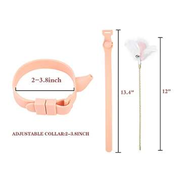 PetBOYA Collar Cat Toy - TikTok Interactive Cat Feather Toys for Indoor Cats Kitten Toys with Collar Cat Collar Feather with Wand(Pink)