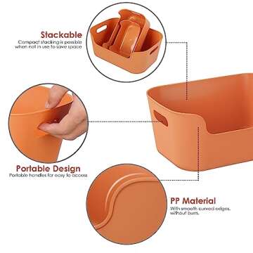 12 Pcs Multiple Colors Plastic Storage Bins, Small Plastic Baskets, Plastic Organization Bins, Classroom Storage Baskets, Cupboard Box for Kitchen Bathroom Organizer, Open Storage Bins with Handles