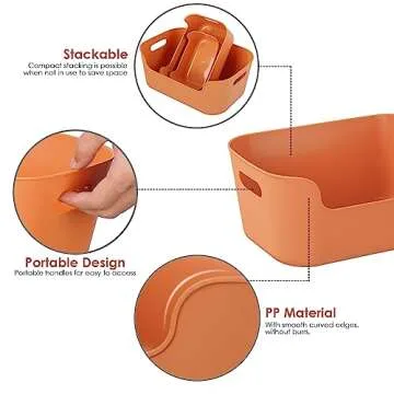 12 Pcs Multiple Colors Plastic Storage Bins, Small Plastic Baskets, Plastic Organization Bins, Classroom Storage Baskets, Cupboard Box for Kitchen Bathroom Organizer, Open Storage Bins with Handles