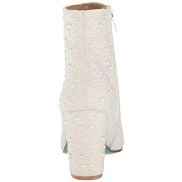 Betsey Johnson Women's Cady Ankle Boot - Elegant Comfort in Pearl