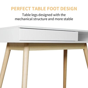 Artswish White Mid Century Modern Desk with Drawer