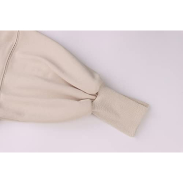 MISSACTIVER Women’s Oversized Contrast Patchwork Sweatshirt Casual Side Split High Low Hem Boyfriend Pullover Tops Streetwear Apricot