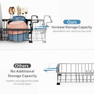 iSPECLE Dish Drying Rack - 3 Sizes Adjustable Large Dish Rack (16.9'',18.7'',20.4'') - Over Sink Dry...