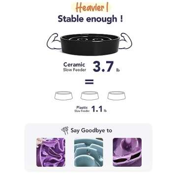 LE TAUCI Slow Feeder Dog Bowls Ceramic, 3 Cups Slow Feeding Dog Bowl Medium Large Breed, Maze Dog Bowl for Fast Eaters, Dog Dishes to Slow Down Eating, Puzzle Dog Food Bowl, Dog Maze Bowl, Skull Black