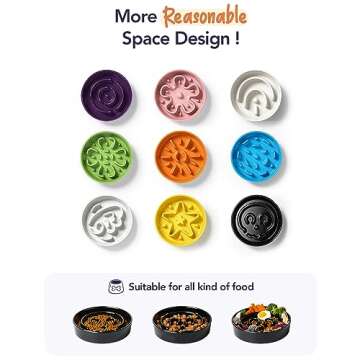 LE TAUCI Slow Feeder Dog Bowls Ceramic, 3 Cups Slow Feeding Dog Bowl Medium Large Breed, Maze Dog Bowl for Fast Eaters, Dog Dishes to Slow Down Eating, Puzzle Dog Food Bowl, Dog Maze Bowl, Skull Black