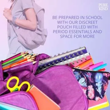 Teen First Period Pouch with Sanitary Napkins/Pads, Panty Liners, Wipes and Disposable Bags for Tweens and Teens