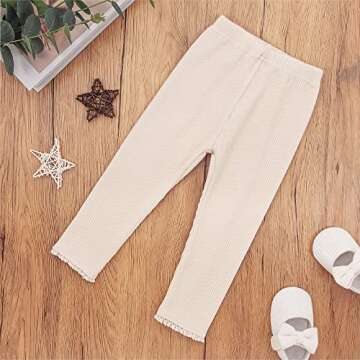 Toddler Baby Girls Leggings Footless Tights Ruffle Basic Ribbed Cable Knit Stocking Infant Little Gi...