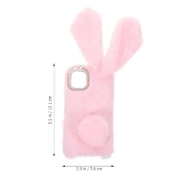 11 Case Cellphone Cases Phone Case Compatible with iPhone 11, Furry Phone Cover 6.1 Inches Cute Phone Protector Plush Bunny Phone Shell Rabbit Phone Case for Woman Girls Phone Cases