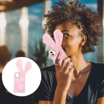 11 Case Cellphone Cases Phone Case Compatible with iPhone 11, Furry Phone Cover 6.1 Inches Cute Phone Protector Plush Bunny Phone Shell Rabbit Phone Case for Woman Girls Phone Cases