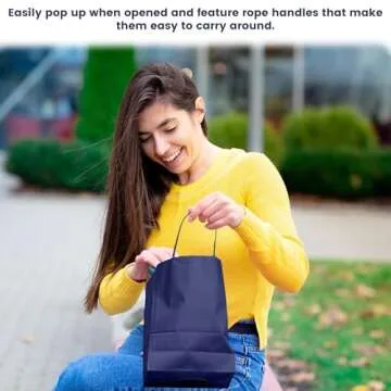 Novel Box Blue Gift Bags with Handles 10 Pack 8x4x10 inch Large Paper Bags - Shopping Bags Bulk Gift Bags Business, Shopping, Birthday Paper Shopping Bags - Shopping Bags for Groceries