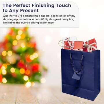 Novel Box Blue Gift Bags with Handles 10 Pack 8x4x10 inch Large Paper Bags - Shopping Bags Bulk Gift Bags Business, Shopping, Birthday Paper Shopping Bags - Shopping Bags for Groceries