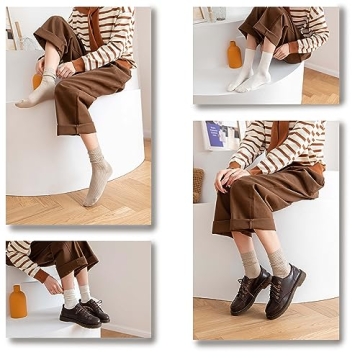 PCOIUYI Women Cotton Crew Socks - Chic & Comfortable