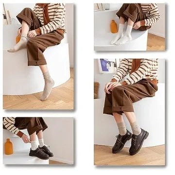 PCOIUYI Women Cotton Crew Socks - Chic & Comfortable