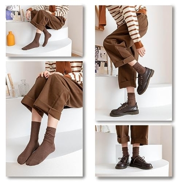 PCOIUYI Women Cotton Crew Socks - Chic & Comfortable