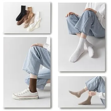 PCOIUYI Women Cotton Crew Socks - Chic & Comfortable