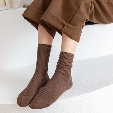 PCOIUYI Women Cotton Crew Socks - Chic & Comfortable