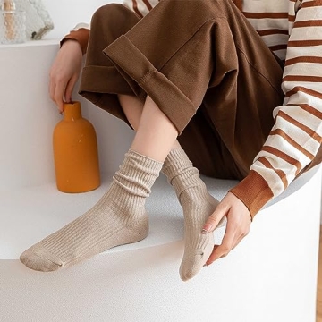 PCOIUYI Women Cotton Crew Socks - Chic & Comfortable