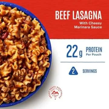 Mountain House Lasagna with Meat Sauce | Freeze Dried Backpacking & Camping Food |6-Pack
