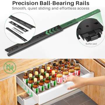 Pull out Cabinet Organizer, 21"Deep, Slide out Drawers for Kitchen Cabinets, Under Sink Pull-Out Home Organizers with Adhesive Nano Film Fixed, Sliding Cabinet for Bathroom, Pantry Storage Shelf