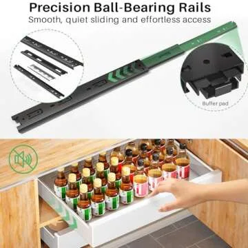 Pull out Cabinet Organizer, 21"Deep, Slide out Drawers for Kitchen Cabinets, Under Sink Pull-Out Home Organizers with Adhesive Nano Film Fixed, Sliding Cabinet for Bathroom, Pantry Storage Shelf