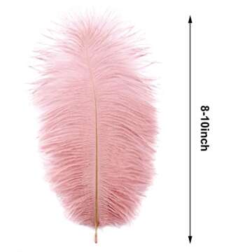 QUEFE 30pcs Light Pink Ostrich Feathers, Natural Lotus Pink Feathers Plumes 10-12 Inch (25-30cm) Bulk for Crafts Vase Wedding Party Centerpiece Flower Arrangement Home Decoration