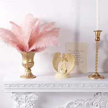 QUEFE 30pcs Light Pink Ostrich Feathers, Natural Lotus Pink Feathers Plumes 10-12 Inch (25-30cm) Bulk for Crafts Vase Wedding Party Centerpiece Flower Arrangement Home Decoration