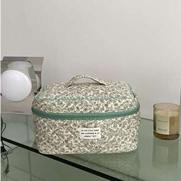 Lushandy Kawaii Floral Makeup Bag Coquette Aesthetic Cosmetic Bag Large Travel Makeup Organizer Cute...