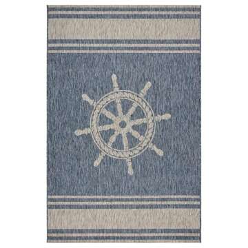 LR Home Captiva 5 x 7 Indoor/Outdoor Area Rug for Home Decor | Nautical Anchor carpet for living roo...