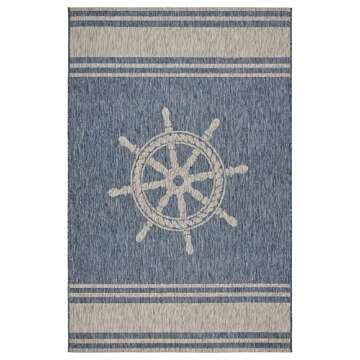 LR Home Captiva 5x7 Indoor/Outdoor Nautical Area Rug