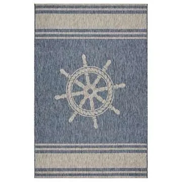 LR Home Captiva 5x7 Indoor/Outdoor Nautical Area Rug