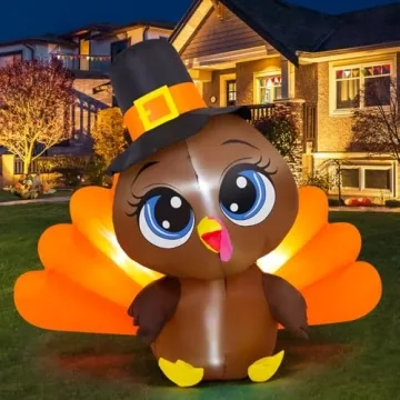 Thanksgiving Big Eye Turkey Inflatable - 5.4 FT LED Decor