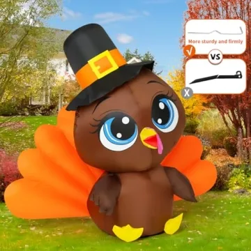 Thanksgiving Big Eye Turkey Inflatable - 5.4 FT LED Decor