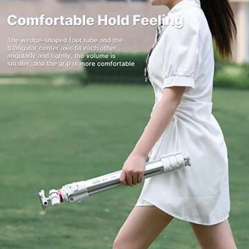 ULANZI MT-55 Camera Travel Tripod White, for Sony Canon DSLR Camera Video Shooting Portabl Tripod Mount 62.2 inch w Phone Clamp Holder