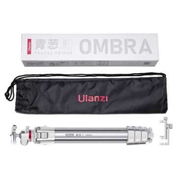 ULANZI MT-55 Camera Travel Tripod White, for Sony Canon DSLR Camera Video Shooting Portabl Tripod Mount 62.2 inch w Phone Clamp Holder