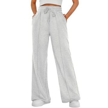 AUTOMET Women's Wide Leg Sweatpants - Cozy & Stylish Gray Joggers for Fall 2025