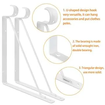 Heavy-Duty Closet Rod Bracket - 300 lbs Capacity