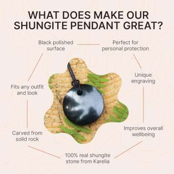 Karelian Heritage 100% Effective Shungite Necklace | Bad Vibes Protection | Healing Energy Shungite Stone | Authentic Shungite Crystal Jewelry Pendant Amulet | Chakra Necklace for Meditation PE09
