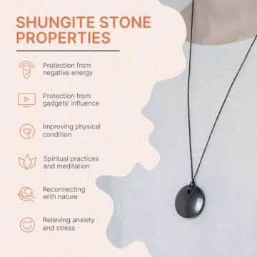 Karelian Heritage 100% Effective Shungite Necklace | Bad Vibes Protection | Healing Energy Shungite Stone | Authentic Shungite Crystal Jewelry Pendant Amulet | Chakra Necklace for Meditation PE09