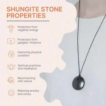 Karelian Heritage 100% Effective Shungite Necklace | Bad Vibes Protection | Healing Energy Shungite Stone | Authentic Shungite Crystal Jewelry Pendant Amulet | Chakra Necklace for Meditation PE09