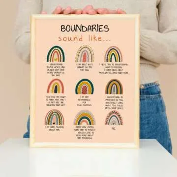 LOLUIS Mental Health Poster, Boho Therapy Tools Educational Supplies Art Print Classroom School Office Decor (Boundaries, Unframed 8"x10")