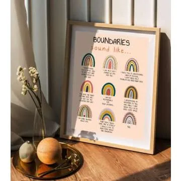 LOLUIS Mental Health Poster, Boho Therapy Tools Educational Supplies Art Print Classroom School Office Decor (Boundaries, Unframed 8"x10")