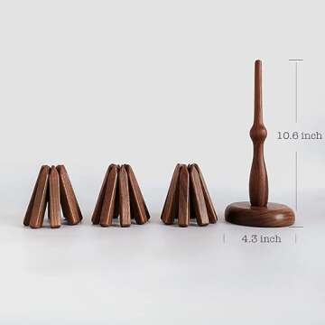 Walnut Tree Coasters Set of 3, Foldable Natural Wood Tree Trivet, Tree Design Hot Pads for Kitchen, Office Desk, Restaurant Cafe Coaster or Decoration