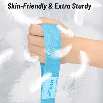 Trideer Yoga Strap Stretching Strap - 10/12 Loops Non-Elastic Stretch Strap, Perfect Home Workout Stretching Out Strap, Yoga Stretching Strap for Rehabilitation, Pilates, Dance (12 Loops, Blue)