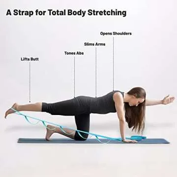 Trideer Yoga Strap Stretching Strap - 10/12 Loops Non-Elastic Stretch Strap, Perfect Home Workout Stretching Out Strap, Yoga Stretching Strap for Rehabilitation, Pilates, Dance (12 Loops, Blue)