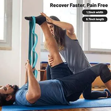 Trideer Yoga Strap Stretching Strap - 10/12 Loops Non-Elastic Stretch Strap, Perfect Home Workout Stretching Out Strap, Yoga Stretching Strap for Rehabilitation, Pilates, Dance (12 Loops, Blue)